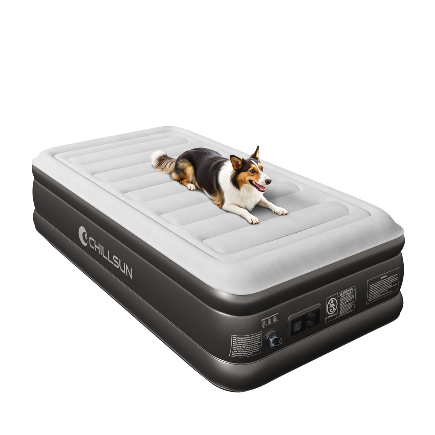 CHILLSUN Air Mattress Queen With Built in Pump - Upgraded Blow Up Bed,2 Mins Quick Self Inflatable and Deflate, 18"/650lbs Max, Strong Support, Flocked Top, Puncture Resistant, for Camping,Home,Guests